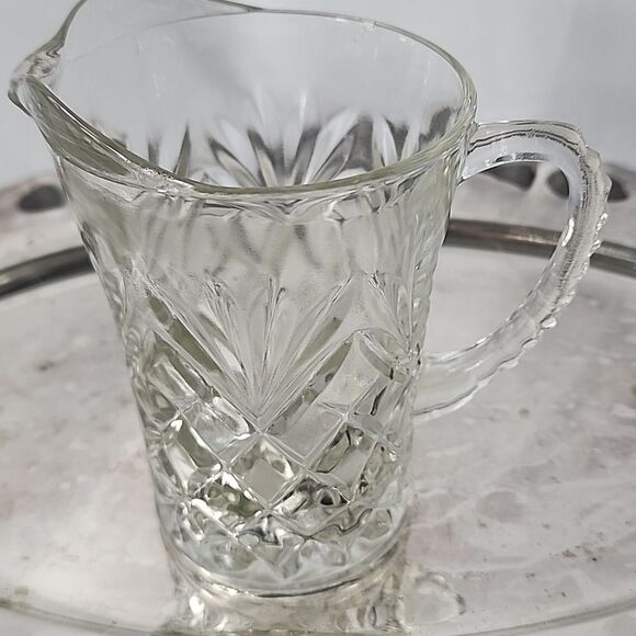 Vintage Pressed Glass Pitcher Creamer Pineapple Pattern - Picture 1 of 11